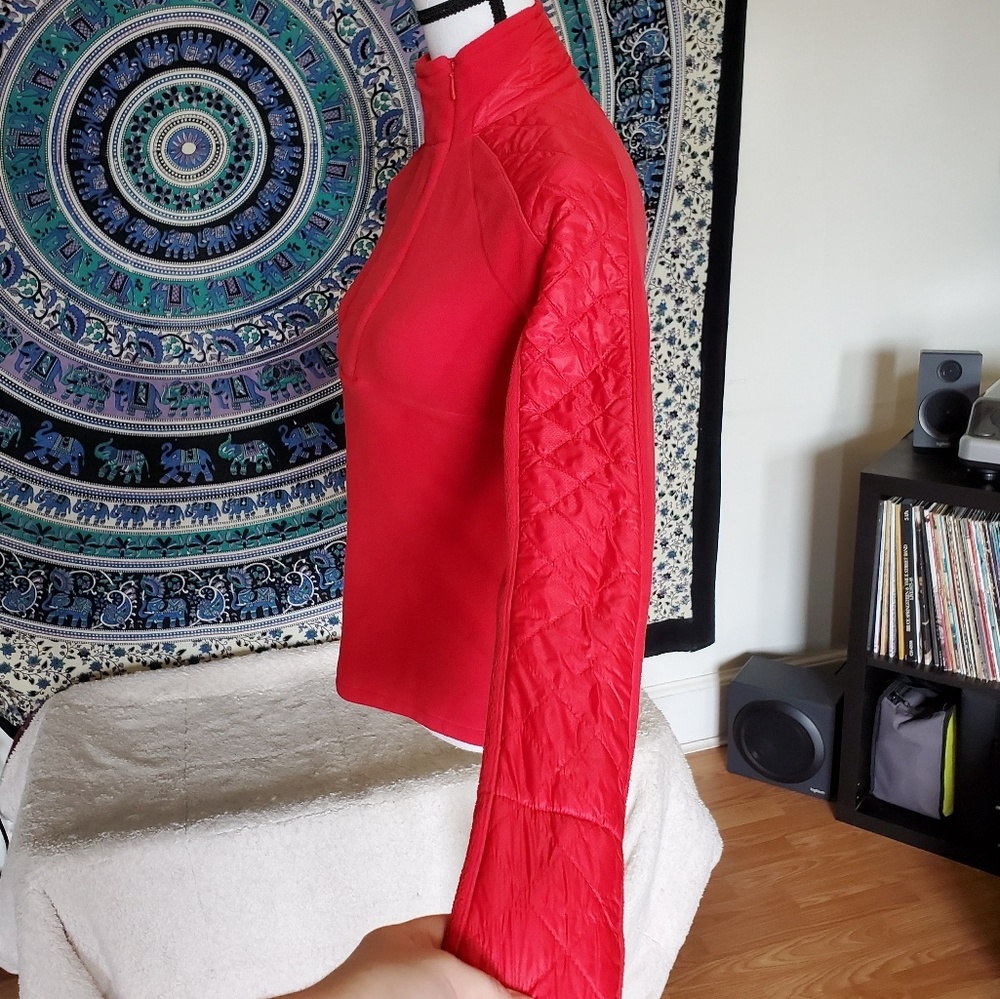 Athleta Red Fleece and Nylon Pullover - Picture 3 of 8
